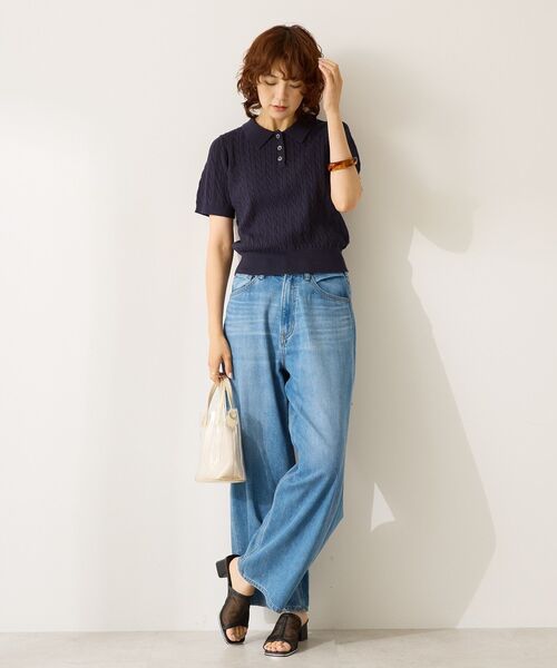 AMERICAN HOLIC（アメリカンホリック）の「アソートニットポロシャツ（ポロシャツ・レディース・その他7/ネイビー/オフホワイト・L/M）」の8枚目の写真