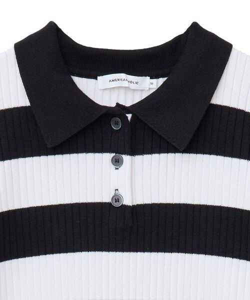 AMERICAN HOLIC（アメリカンホリック）の「アソートニットポロシャツ（ポロシャツ・レディース・その他7/ネイビー/オフホワイト・L/M）」の12枚目の写真