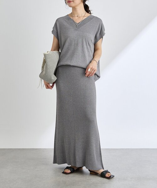 リヴドロワ　【ひんやりタッチ.セットアップ可】レーヨン混バックテールニット ひんやりタッチ・セットアップ対応可】レーヨン混バックテールニット