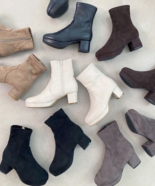 MAJESTIC LEGON（マジェスティックレゴン）の「フカフカヒールストレッチブーツ（ブーツ・レディース・ベージュ系その他2/ブラック系その他/アイボリー/ブラウン系その他5/グレー系その他/ブラック・SMALL/MEDIUM/LARGE/X-LARGE/XXL）」の11枚目の写真