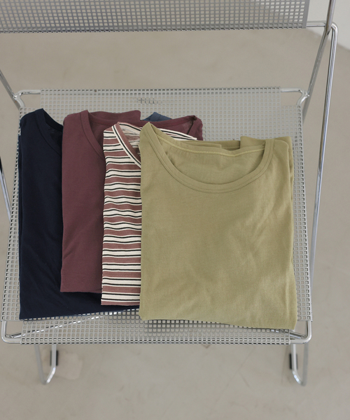 SLOBE IENA（スローブイエナ）の「《追加》シアー天竺5分袖Tシャツ（Tシャツ/カットソー・レディース・ブラウン/ネイビー/カーキ/その他4・FREE）」の3枚目の写真