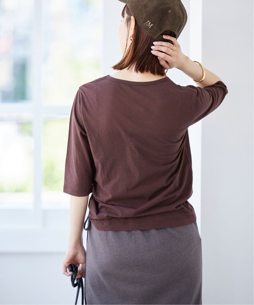 SLOBE IENA（スローブイエナ）の「《追加》シアー天竺5分袖Tシャツ（Tシャツ/カットソー・レディース・ブラウン/ネイビー/カーキ/その他4・FREE）」の18枚目の写真