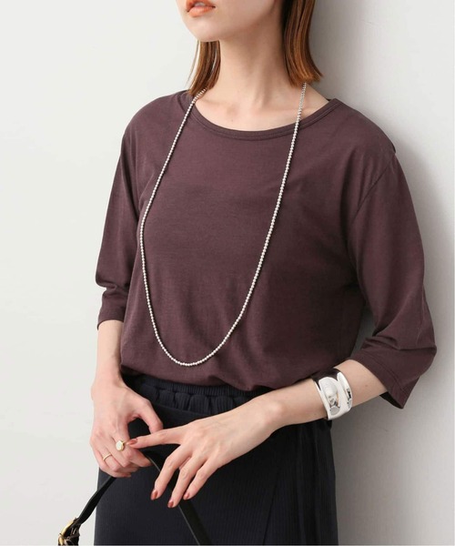 SLOBE IENA（スローブイエナ）の「《追加》シアー天竺5分袖Tシャツ（Tシャツ/カットソー・レディース・ブラウン/ネイビー/カーキ/その他4・FREE）」の20枚目の写真