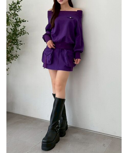 dazzlin（ダズリン）の「スウェットポケットミニスカート（スカート・レディース・ネイビー/パープル/グレー・MEDIUM/SMALL）」の3枚目の写真