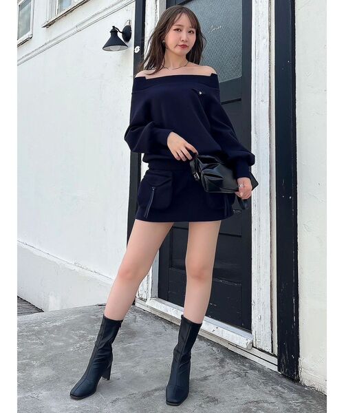 dazzlin（ダズリン）の「スウェットポケットミニスカート（スカート・レディース・ネイビー/パープル/グレー・MEDIUM/SMALL）」の12枚目の写真