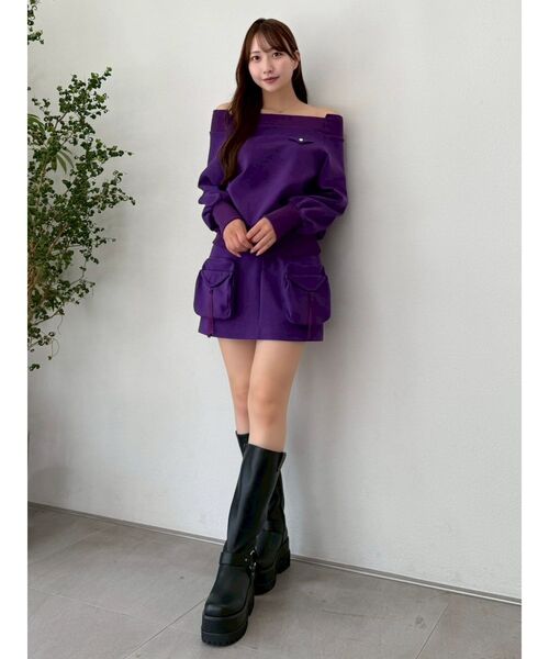 dazzlin（ダズリン）の「スウェットポケットミニスカート（スカート・レディース・ネイビー/パープル/グレー・MEDIUM/SMALL）」の7枚目の写真