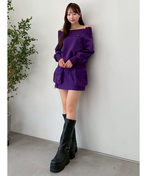 dazzlin（ダズリン）の「スウェットポケットミニスカート（スカート・レディース・ネイビー/パープル/グレー・MEDIUM/SMALL）」の6枚目の写真