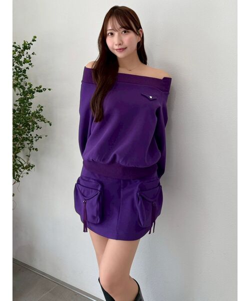 dazzlin（ダズリン）の「スウェットポケットミニスカート（スカート・レディース・ネイビー/パープル/グレー・MEDIUM/SMALL）」の4枚目の写真