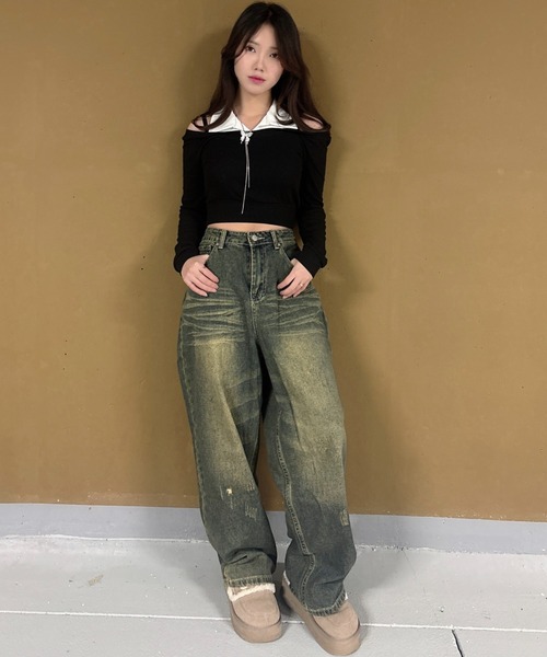 Vini（ヴィニ）の「【Vini】スクラッチウォッシュバルーンデニムパンツ（デニムパンツ・メンズ・ブルー系その他2/ブルー系その他/ブラック系その他・X-LARGE/LARGE/MEDIUM）」の22枚目の写真