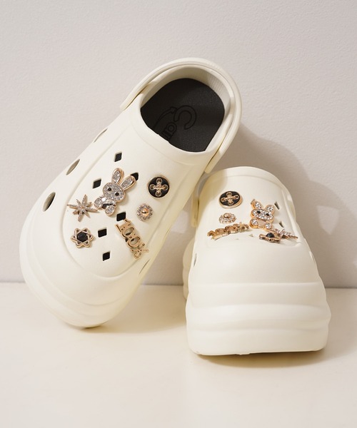 ビジュー付き 厚底クロッグサンダル / Thick-soled clog sandals
