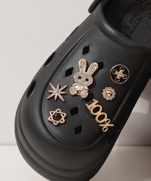1111clothing（ワンフォークロージング）の「ビジュー付き 厚底クロッグサンダル / Thick-soled clog sandals with jewels（サンダル・レディース・ホワイト系2/ブラック系2/ブラック系1/ベージュ系1/ベージュ系2/ホワイト系1・S/L/M）」の19枚目の写真