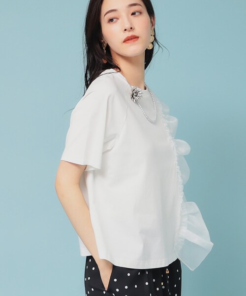 Sunauna(スーナウーナ)の「◆【オーガンジーラッフル】大人フェミニンTシャツ(Tシャツ/カットソー・レディース・ブラック/ライトパープル/オフホワイト・38/40)」の6枚目の写真