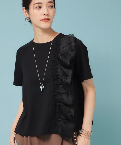 Sunauna(スーナウーナ)の「◆【オーガンジーラッフル】大人フェミニンTシャツ(Tシャツ/カットソー・レディース・ブラック/ライトパープル/オフホワイト・38/40)」の10枚目の写真