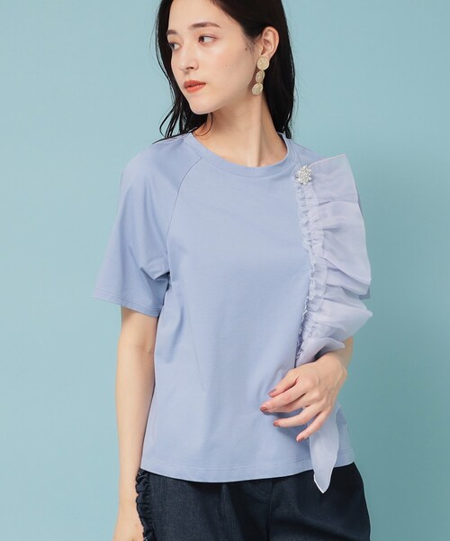 Sunauna(スーナウーナ)の「◆【オーガンジーラッフル】大人フェミニンTシャツ(Tシャツ/カットソー・レディース・ブラック/ライトパープル/オフホワイト・38/40)」の14枚目の写真
