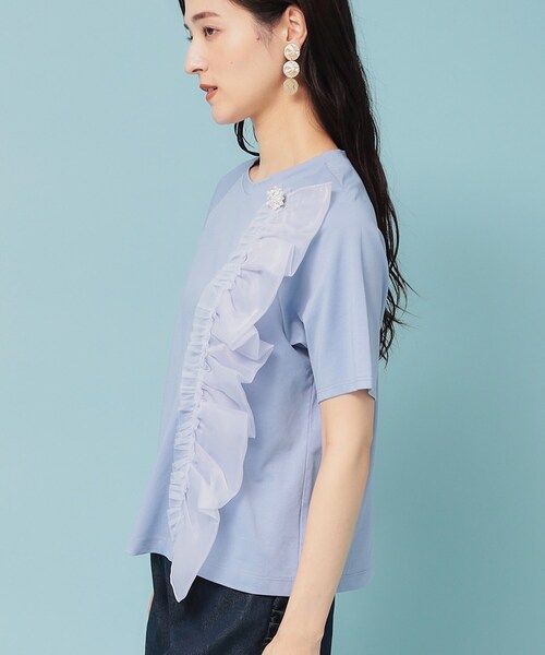 【オーガンジーラッフル】大人フェミニンTシャツ セール】【オーガンジーラッフル】大人フェミニンTシャツ（T