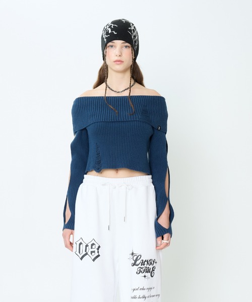 LUVISTRUE(ラヴイズトゥルー)の「CH CUT OUT KNIT(ニット/セーター・レディース・ブルー/ブラック・FREE)」の12枚目の写真