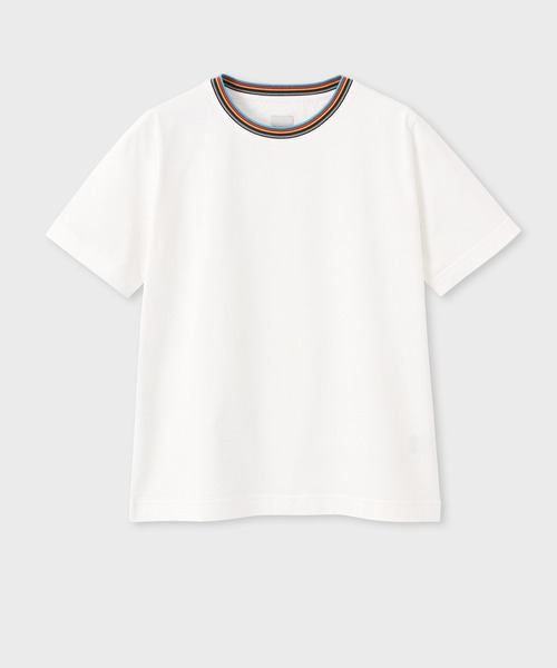 Paul Smith(ポールスミス)の「ウィメンズ "Signature Stripe" 半袖Tシャツ / 255125 059VB(Tシャツ/カットソー・レディース・ホワイト/ブラック・MEDIUM)」の1枚目の写真
