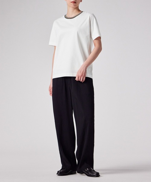 Paul Smith(ポールスミス)の「ウィメンズ "Signature Stripe" 半袖Tシャツ / 255125 059VB(Tシャツ/カットソー・レディース・ホワイト/ブラック・MEDIUM)」の4枚目の写真