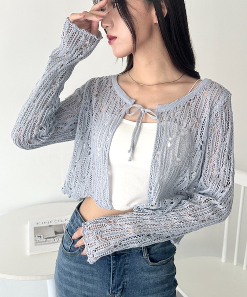 wears(ウェアーズ)の「フロントリボンかぎ編みショートボレロカーディガン(Tシャツ/カットソー・レディース・ブラック/ホワイト/ブルー/アイボリー・FREE)」の18枚目の写真