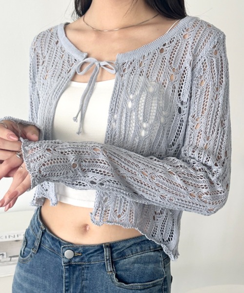 wears(ウェアーズ)の「フロントリボンかぎ編みショートボレロカーディガン(Tシャツ/カットソー・レディース・ブラック/ホワイト/ブルー/アイボリー・FREE)」の20枚目の写真
