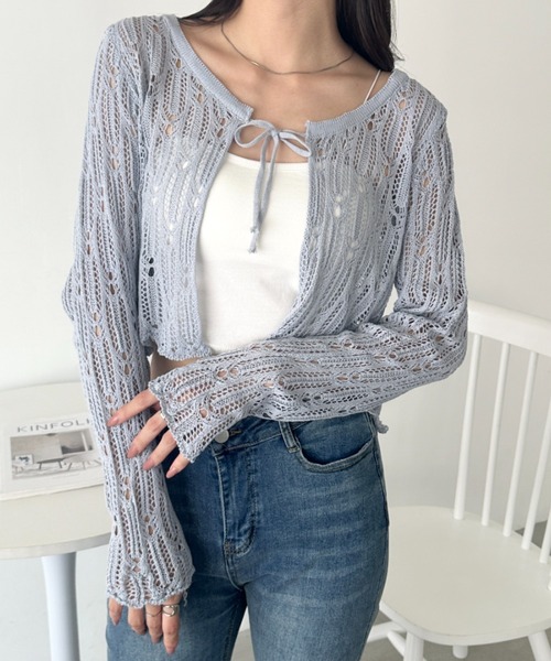 wears(ウェアーズ)の「フロントリボンかぎ編みショートボレロカーディガン(Tシャツ/カットソー・レディース・ブラック/ホワイト/ブルー/アイボリー・FREE)」の21枚目の写真