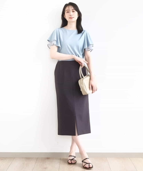 OFUON le MK（オフオンルエムケー）の「ティアードフリルスリーブカットソー/UVカット/接触冷感/洗える/WEB限定サイズあり（Tシャツ/カットソー・レディース・ライトブルー/アイボリー/ブラウン・38/36）」の17枚目の写真