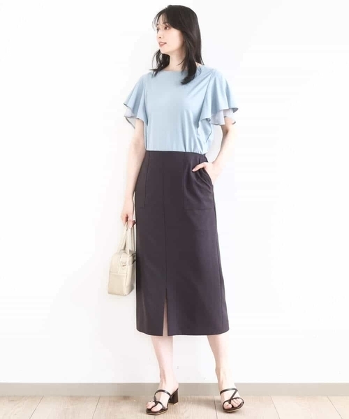 OFUON le MK（オフオンルエムケー）の「ティアードフリルスリーブカットソー/UVカット/接触冷感/洗える/WEB限定サイズあり（Tシャツ/カットソー・レディース・ライトブルー/アイボリー/ブラウン・38/36）」の16枚目の写真