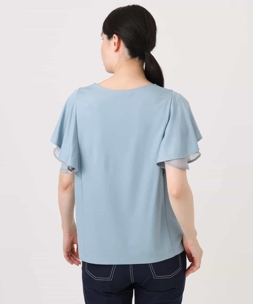 OFUON le MK（オフオンルエムケー）の「ティアードフリルスリーブカットソー/UVカット/接触冷感/洗える/WEB限定サイズあり（Tシャツ/カットソー・レディース・ライトブルー/アイボリー/ブラウン・38/36）」の12枚目の写真