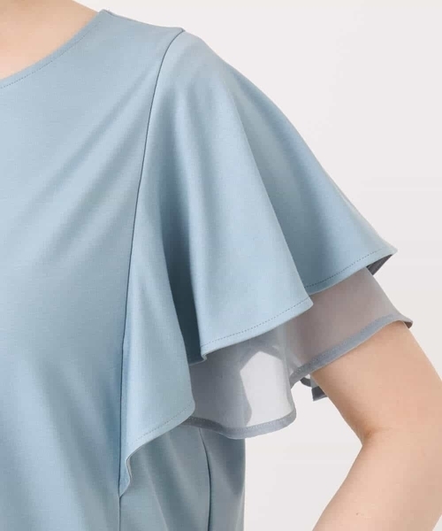 OFUON le MK（オフオンルエムケー）の「ティアードフリルスリーブカットソー/UVカット/接触冷感/洗える/WEB限定サイズあり（Tシャツ/カットソー・レディース・ライトブルー/アイボリー/ブラウン・38/36）」の10枚目の写真