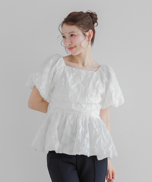 Fit more（フィットモア）の「シャーリングバルーンペプラムトップス（その他トップス・レディース・ホワイト/ピンク/ミント・FREE）」の9枚目の写真