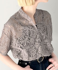 美品 EIKO KONDO 2way レース フリル 花柄 総柄 ブラウス 美品 EIKO KONDO 2way レース フリル 花柄 総柄 ブラウス 花柄