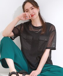 DRESKIP | 【S-LL】メッシュ素材で大人ヘルシー ポケット付きデザイントップス(Tシャツ/カットソー)
