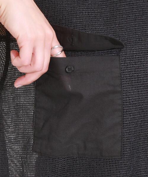 DRESKIP（ドレスキップ）の「【S-LL】メッシュ素材で大人ヘルシー ポケット付きデザイントップス（Tシャツ/カットソー・レディース・オフホワイト/ブラック・04/03/02/01）」の16枚目の写真