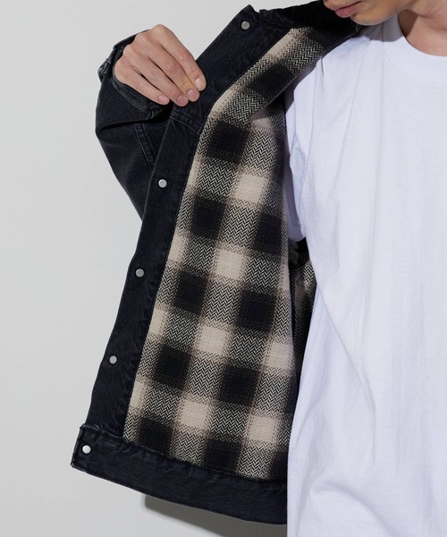 orSlow/オアスロウ ORGANIC COTTON FLANNEL CHECK LINING BLACK DENIM