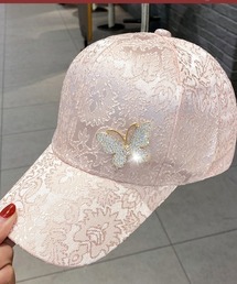shoppinggo（ショッピングゴー）の「帽子 蝶々キラキラキャップ レディース UVカット つば付カーブ スポーツ 無地 CAP 野球帽（キャップ・レディース）」
