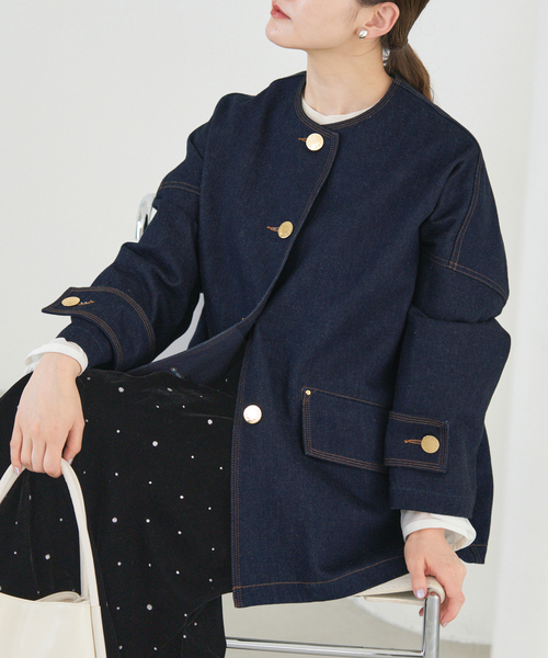 マッキントッシュ✖︎イエナ　ノーカラーコート MACKINTOSH/マッキントッシュ 別注 HUMBIE DENIM JACKET ノー