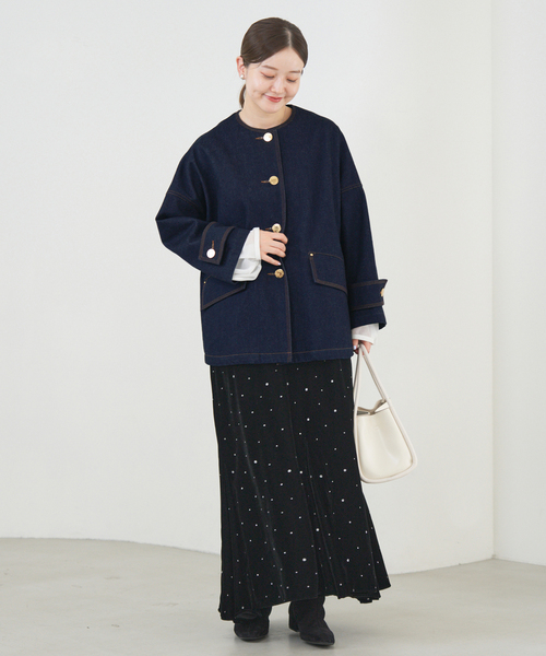 今期完売MACKINTOSHネイビーノーカラーコートHUMBIEハンビーIENA MACKINTOSH/マッキントッシュ 別注 HUMBIE DENIM JACKET ノー