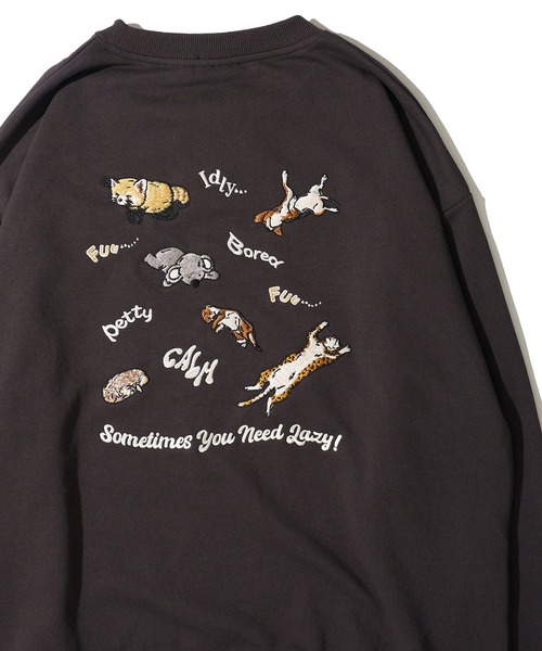 セール】【POWER TO THE PEOPLE】アニマル刺繍スウェットプルオーバー