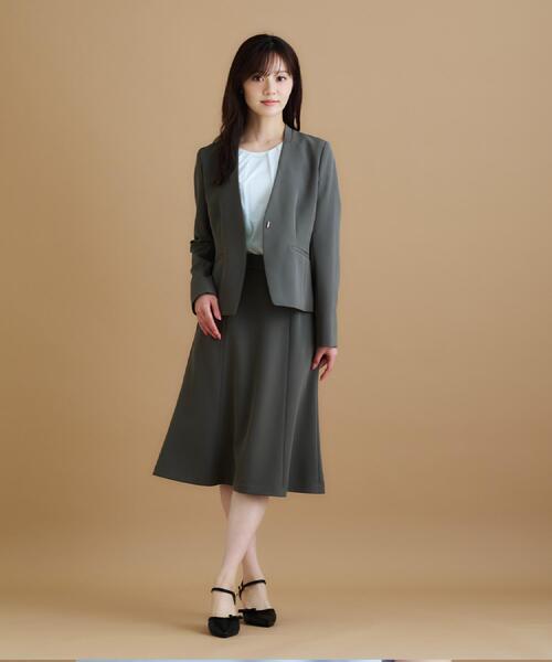 セール】ストレッチノーカラージャケット/セットアップ対応【洗濯機