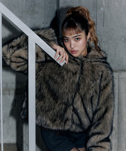 フード付きファージャケット（その他アウター）｜GOSSIP CLUB