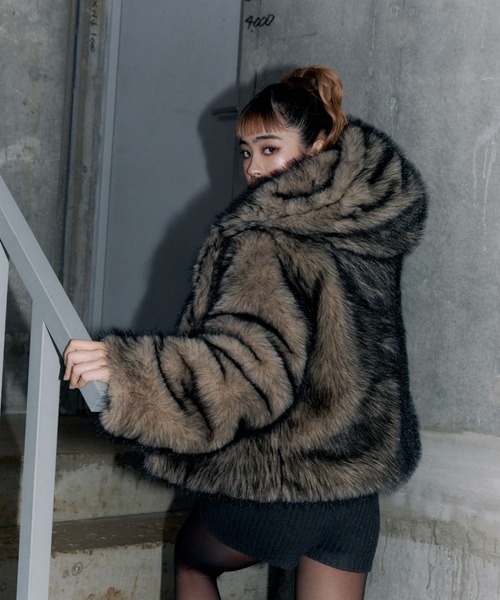 フード付きファージャケット（その他アウター）｜GOSSIP CLUB