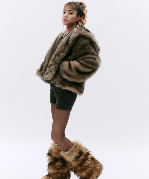 フード付きファージャケット（その他アウター）｜GOSSIP CLUB