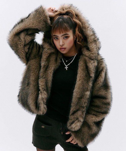フード付きファージャケット（その他アウター）｜GOSSIP CLUB