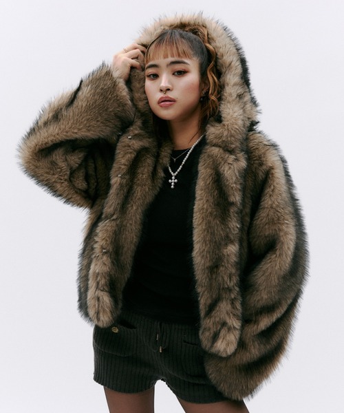 フード付きファージャケット（その他アウター）｜GOSSIP CLUB