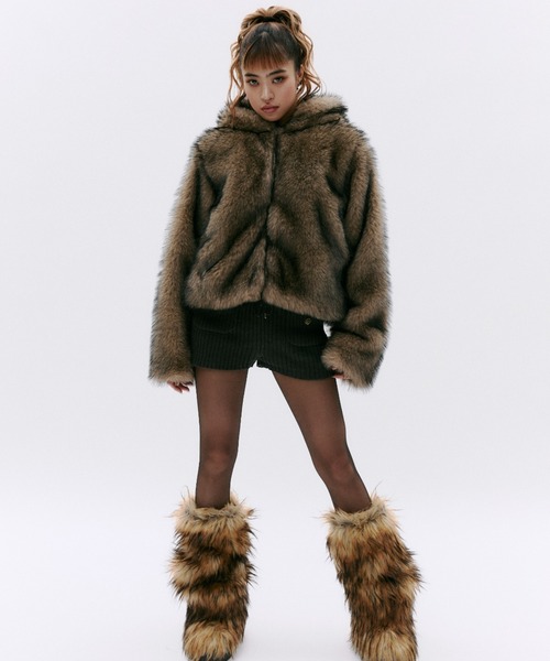 フード付きファージャケット（その他アウター）｜GOSSIP CLUB