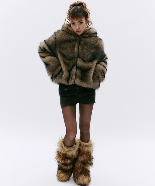 フード付きファージャケット（その他アウター）｜GOSSIP CLUB