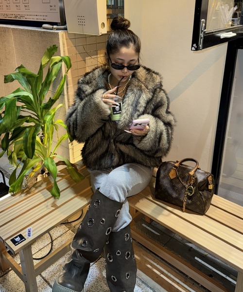 フード付きファージャケット（その他アウター）｜GOSSIP CLUB