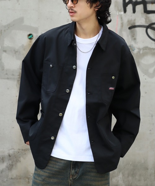 Dickies（ディッキーズ）の「【GENUINE DICKIES/ジェニュインディッキーズ】ツイル & デニム カバーオール ジャケット（カバーオール・メンズ・ベージュ/ケミカルウォッシュ/ブラック/ダークインディゴブルー・XL/M/L）」の5枚目の写真
