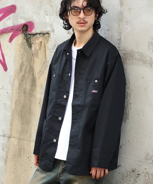 Dickies（ディッキーズ）の「【GENUINE DICKIES/ジェニュインディッキーズ】ツイル & デニム カバーオール ジャケット（カバーオール・メンズ・ベージュ/ケミカルウォッシュ/ブラック/ダークインディゴブルー・XL/M/L）」の7枚目の写真