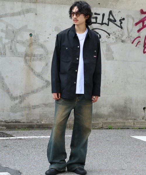 Dickies（ディッキーズ）の「【GENUINE DICKIES/ジェニュインディッキーズ】ツイル & デニム カバーオール ジャケット（カバーオール・メンズ・ベージュ/ケミカルウォッシュ/ブラック/ダークインディゴブルー・XL/M/L）」の6枚目の写真